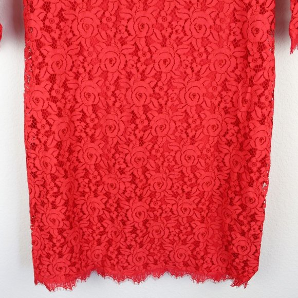 NEW Diane Von Furstenberg Red Colleen Lace Sheath Dress | Wedding, Cocktail Glam - Picture 9 of 14
